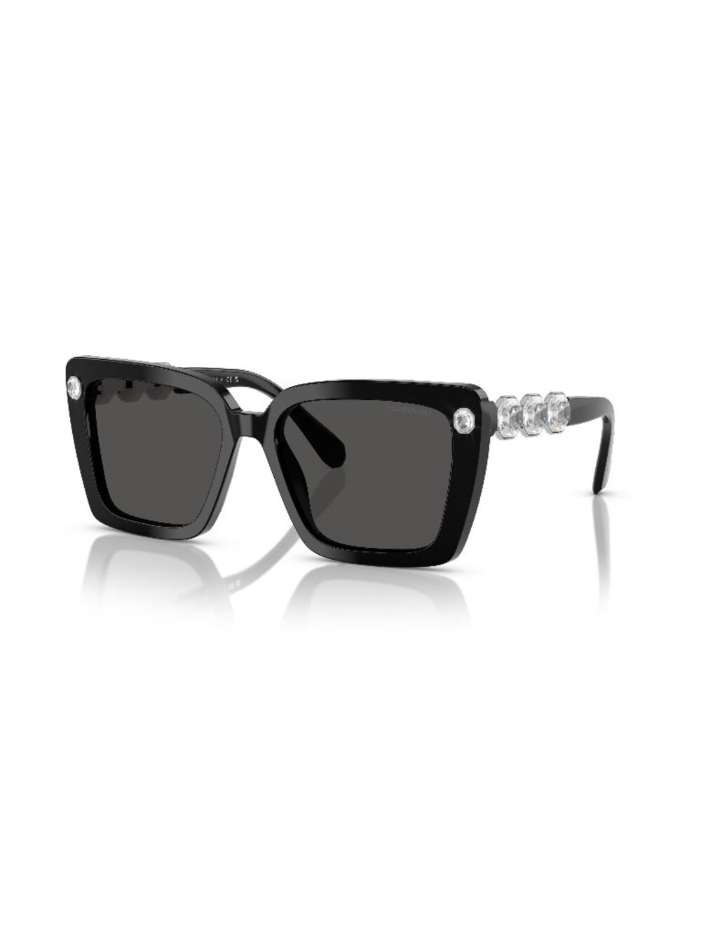New Swarovski Women's Sunglasses Black Square Grey Lens Acetate Frame SK6032 55
